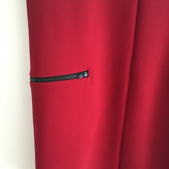 Topshop Burgundy Crepe Zip Shift Dress - Size 4 - Picture 5 of 5